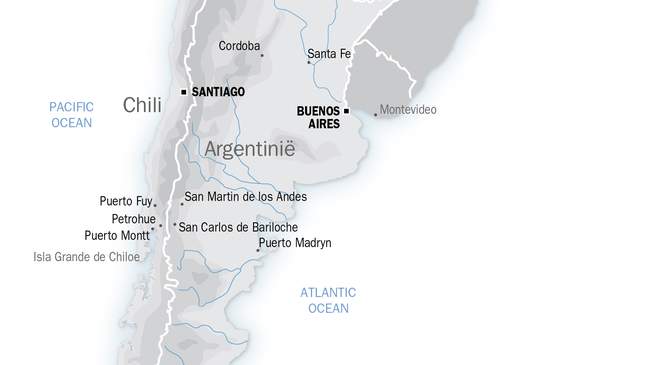 Kaart van Argentinië en Chili
