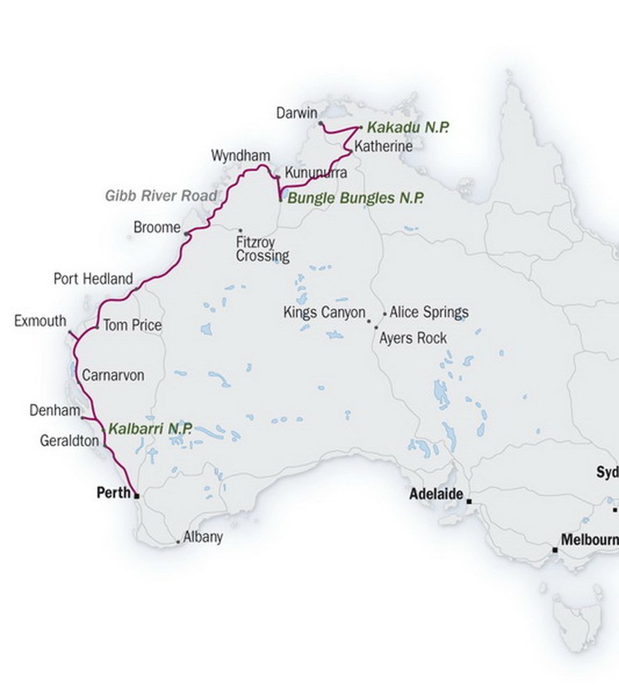 Routekaart van Ruig West-Australië
