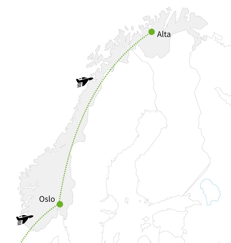 Routekaart van Shortbreak Alta