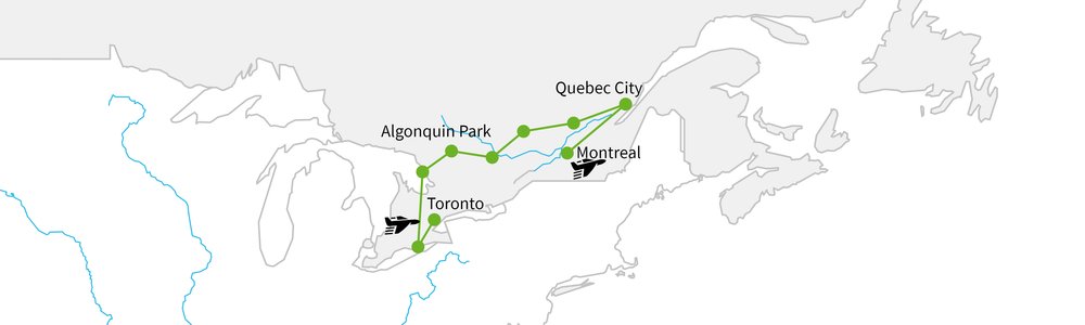 Routekaart van Puur Ontario & Quebec