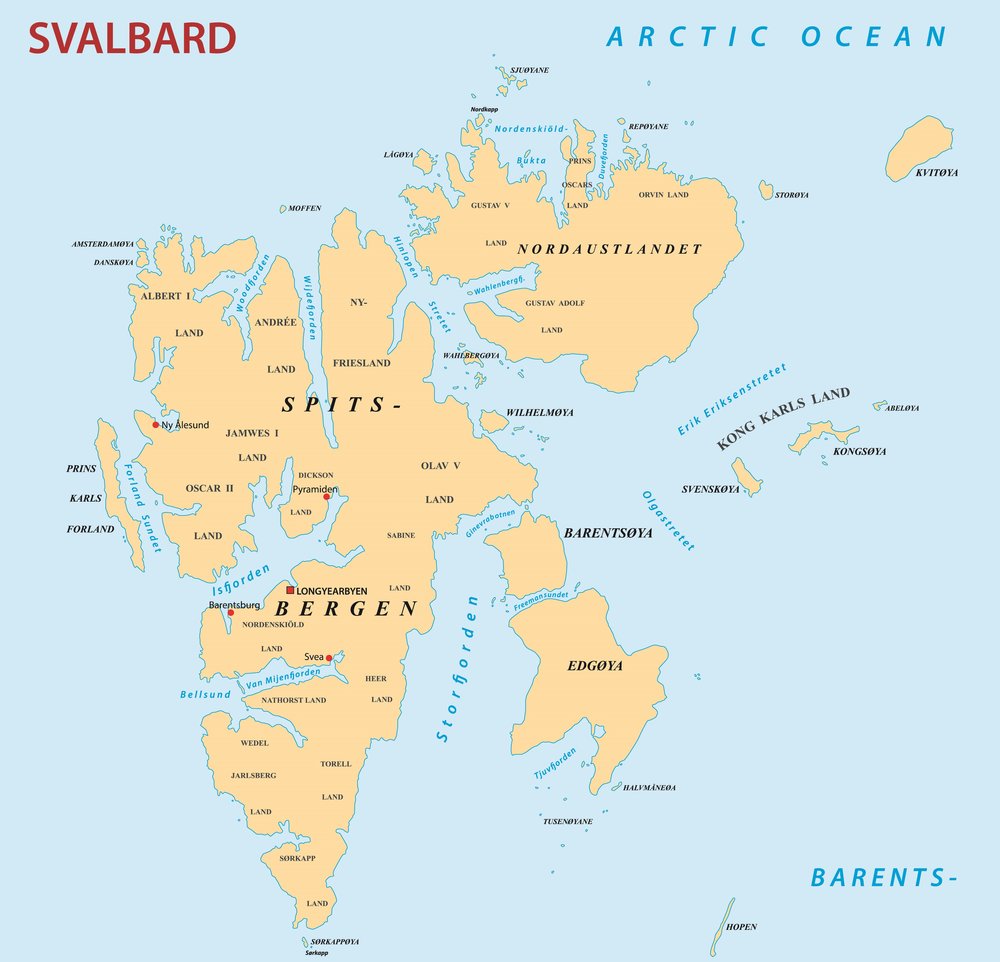 Routekaart van Arctische lente op Spitsbergen