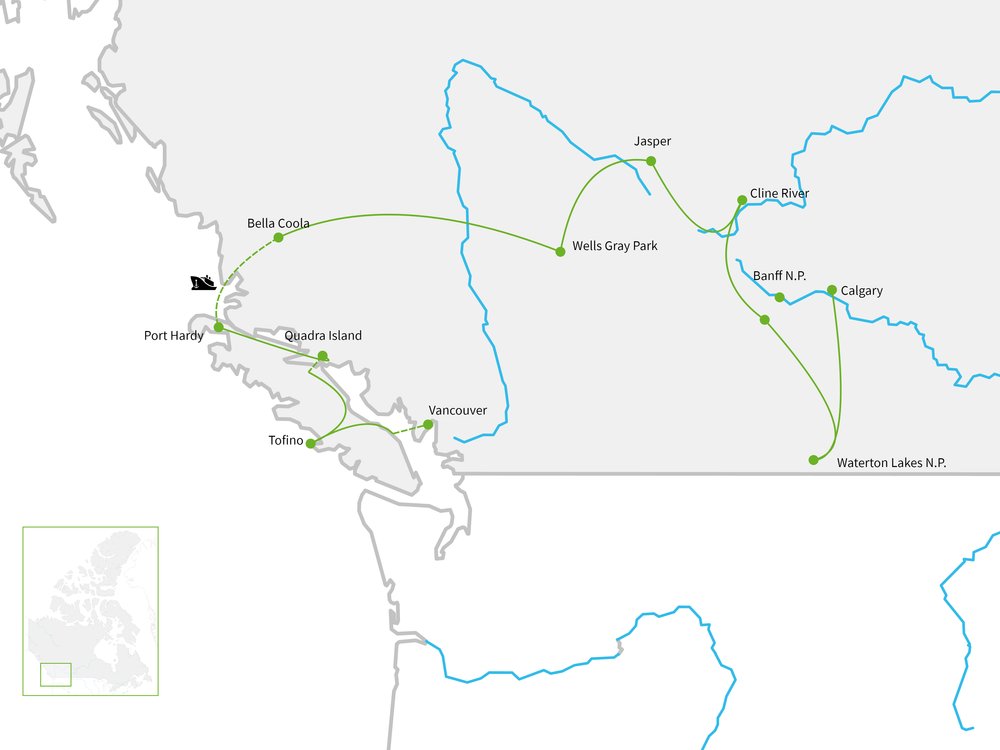 Routekaart van Unieke Wildernislodges