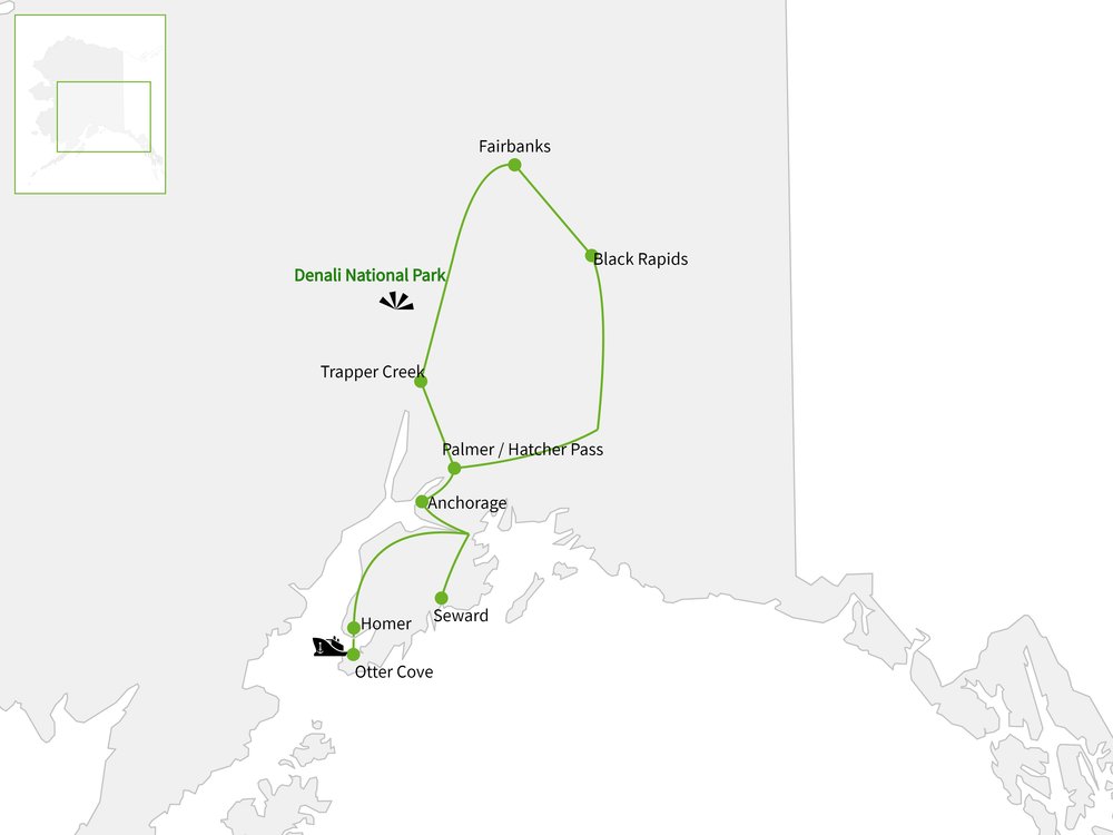 Routekaart van Avontuurlijk Alaska