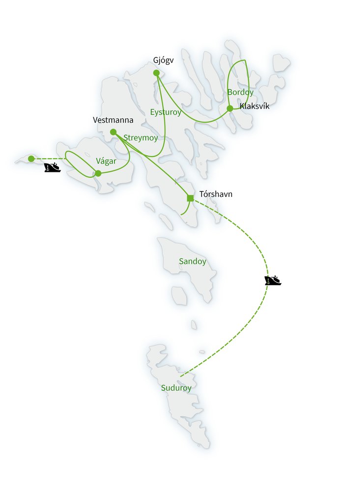 Routekaart van Het beste van de Faeröer eilanden