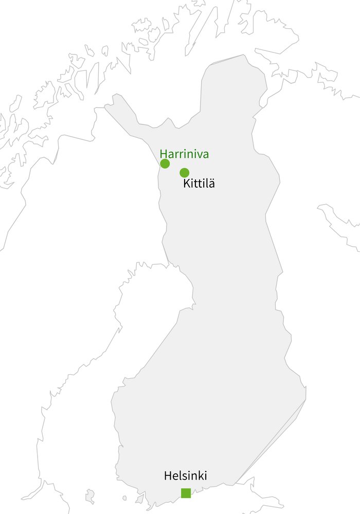 Routekaart van Huskysafari in Noordwest Lapland