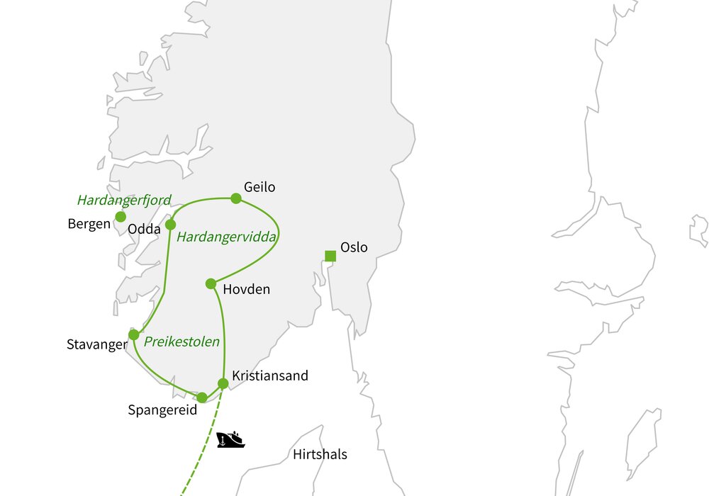 Routekaart van Het avontuurlijke zuiden