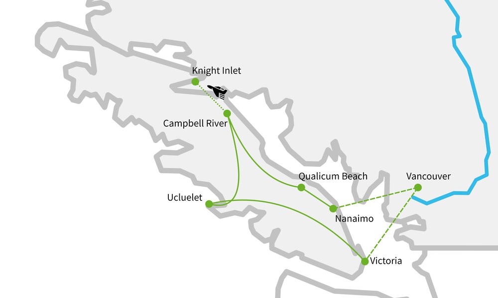Routekaart van Beren & walvissen bij Vancouver Island