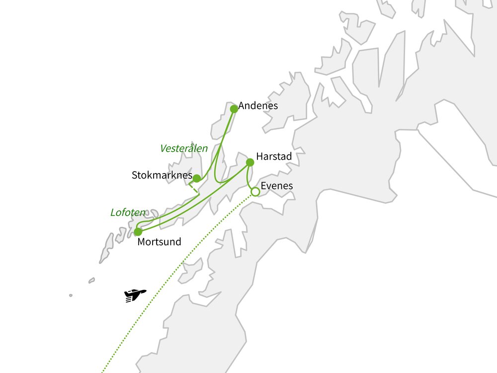 Routekaart van Vesterålen & Lofoten