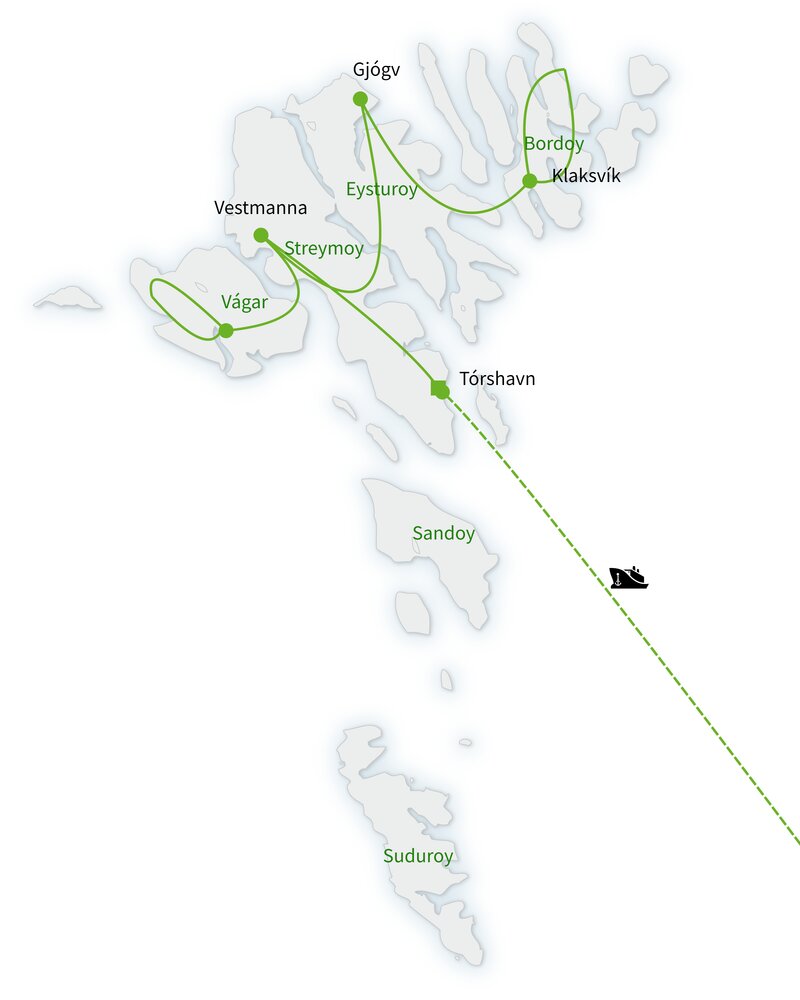 Routekaart van Naar de Faeröer met eigen auto