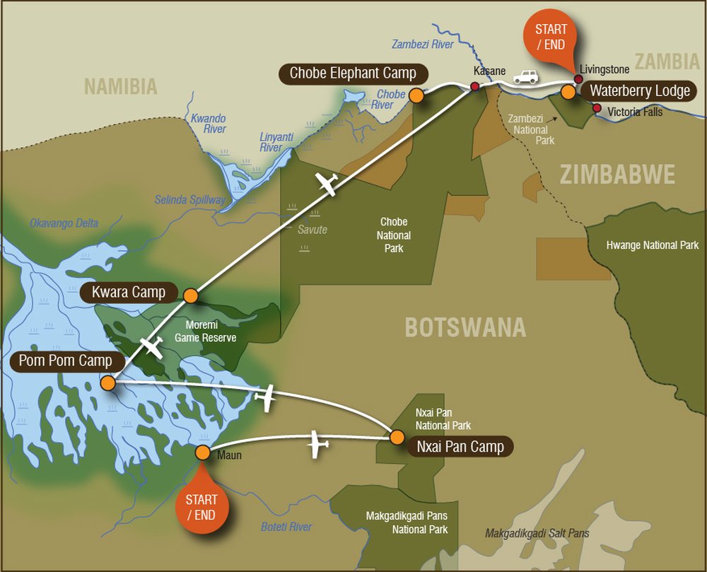 Routekaart van 100% Botswana