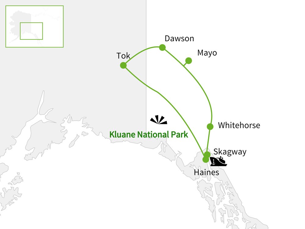 Routekaart van Ontdek Yukon