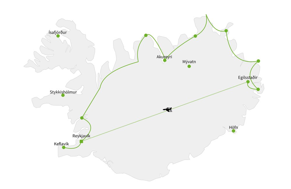 Routekaart van Het andere IJsland