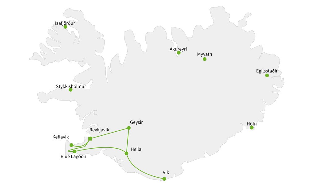 Routekaart van Land of Northern Lights