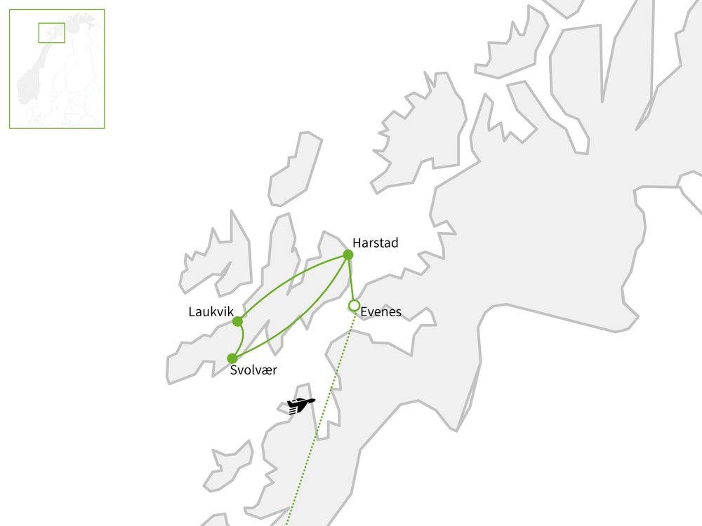 Routekaart van Noorderlicht op de Lofoten
