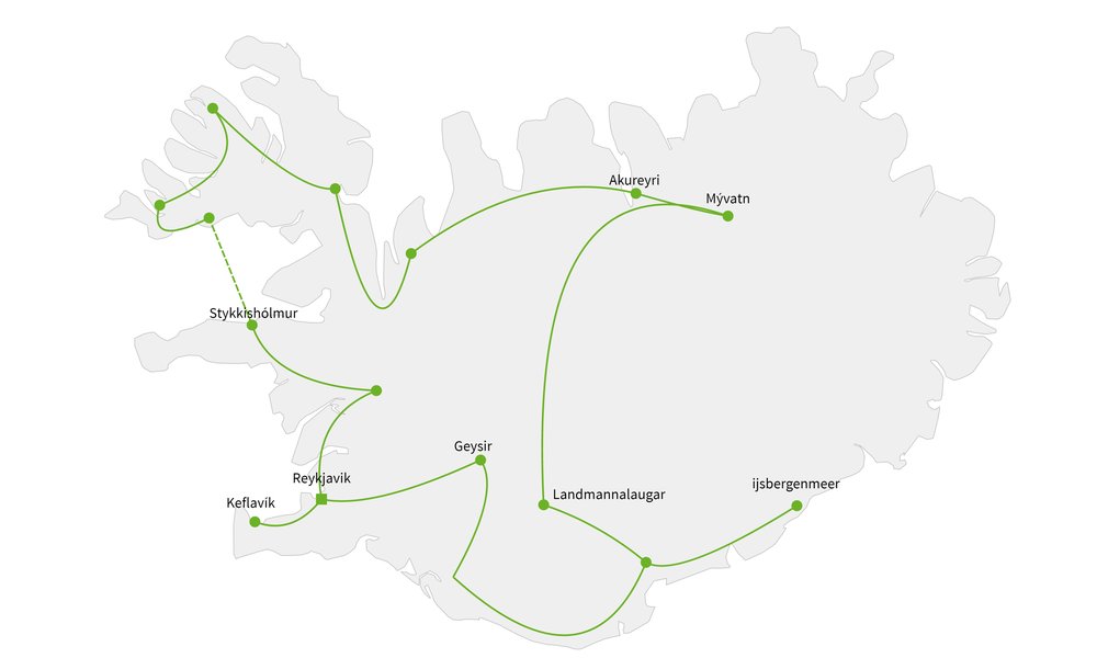 Routekaart van IJsland off-road