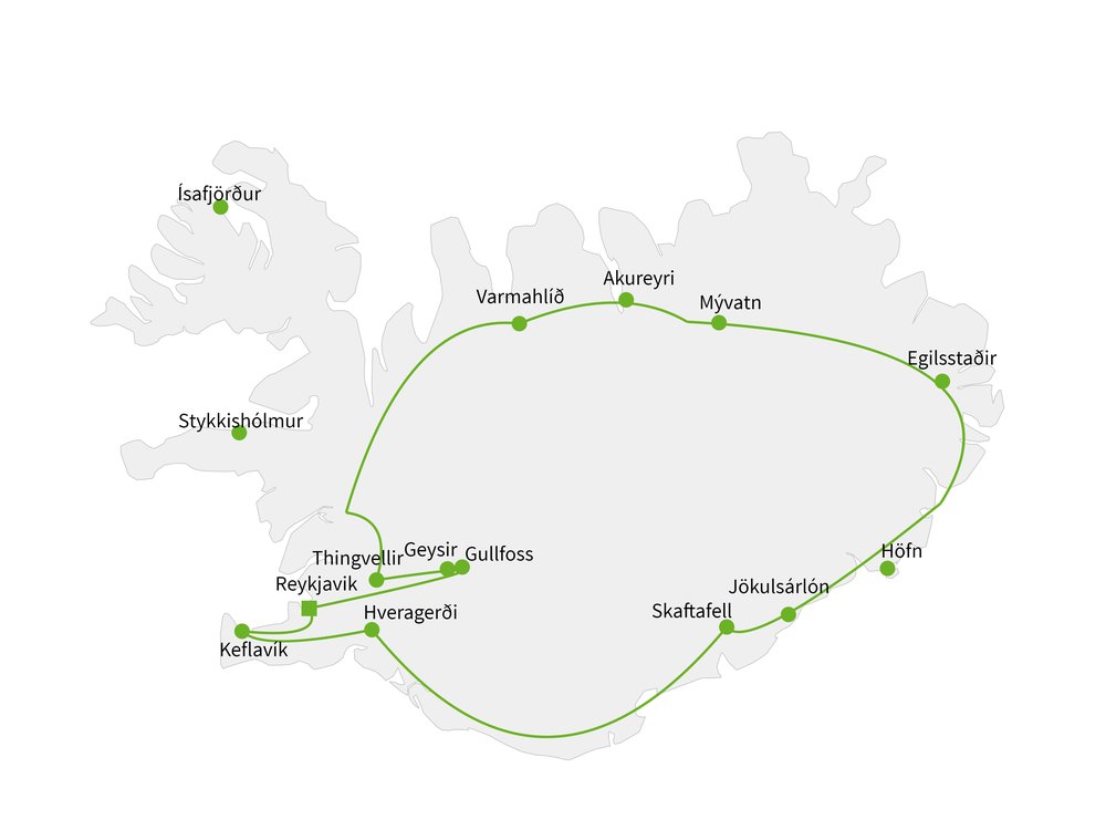 Routekaart van Het Beste van IJsland