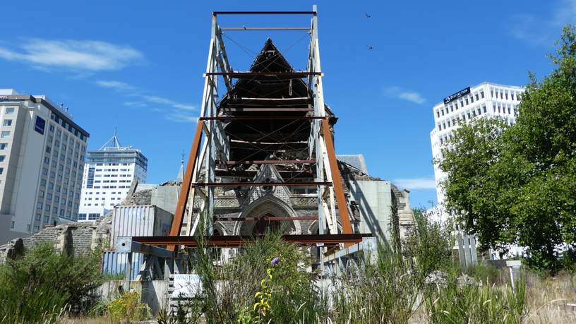 Christchurch Cathedral na de aardbeving