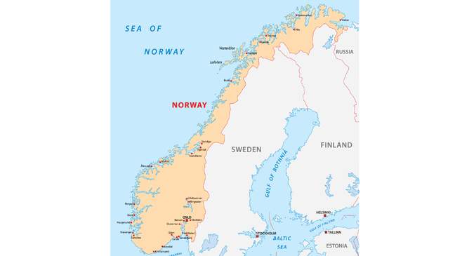 Kaart van Noorwegen