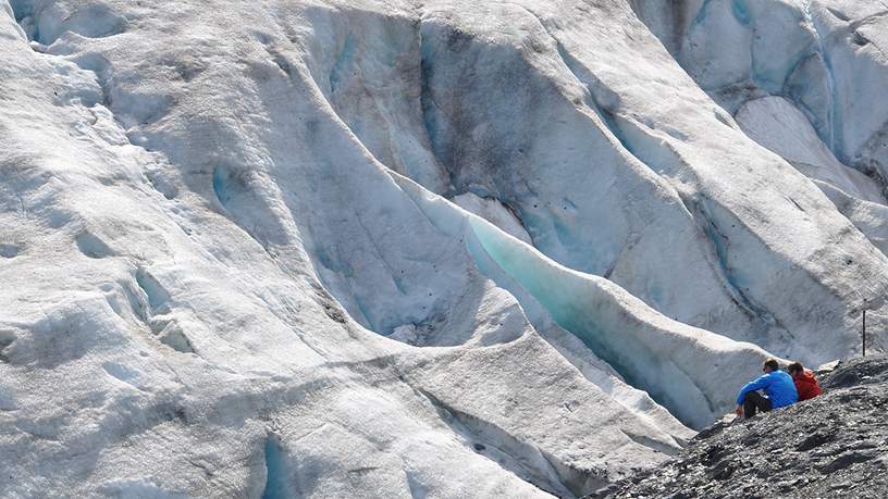 De Harding Icefield Trail voert langs de Exit Glacier